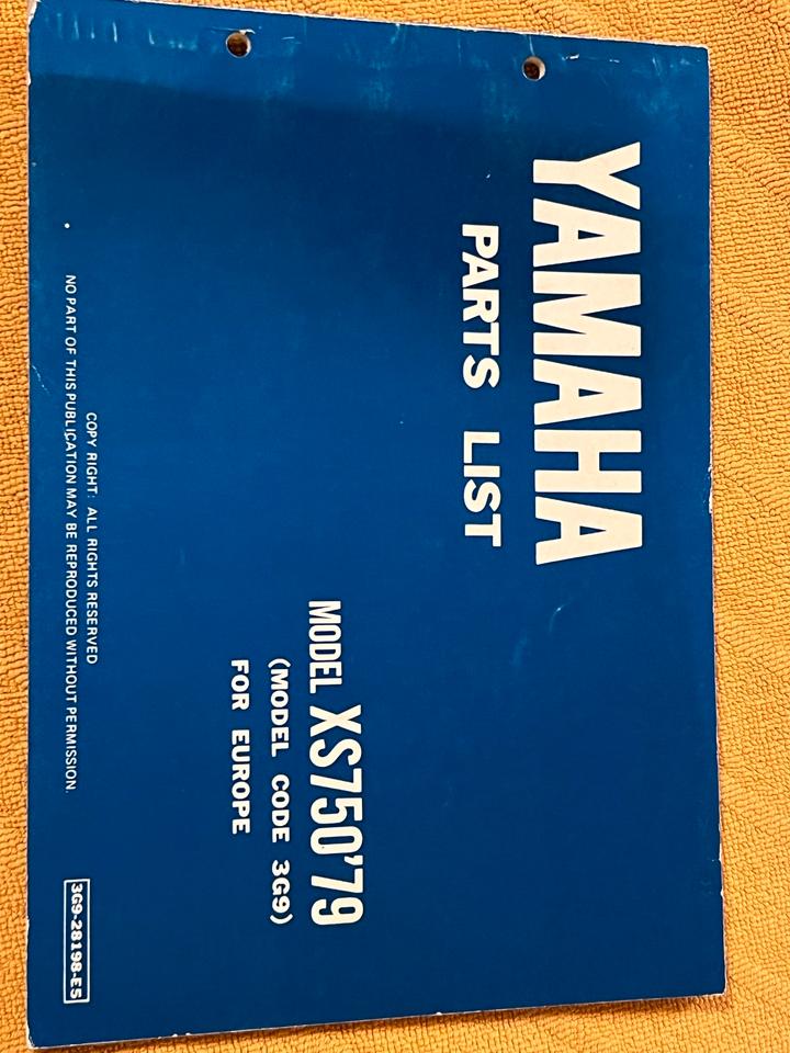 Yamaha XS 750 3G9 Ersatzteile Liste