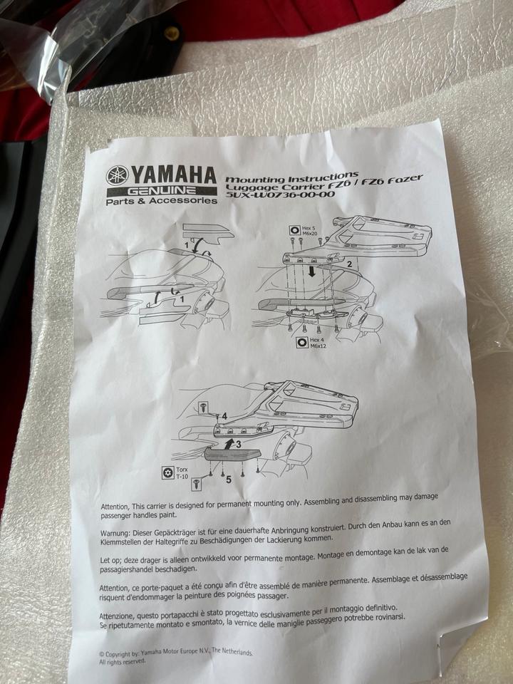 Yamaha FZ6 Gepäckträger neu Orginal 5VX-W0736-00-00