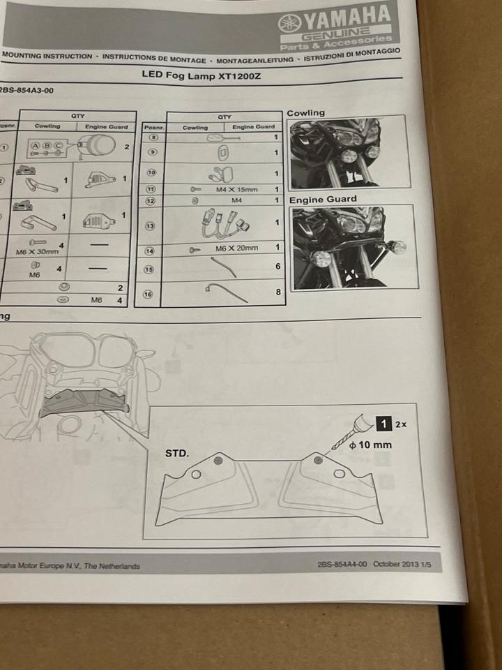 Yamaha XT 1200 Nebelscheinwerfer Kit 2BS-854A3-00 neu