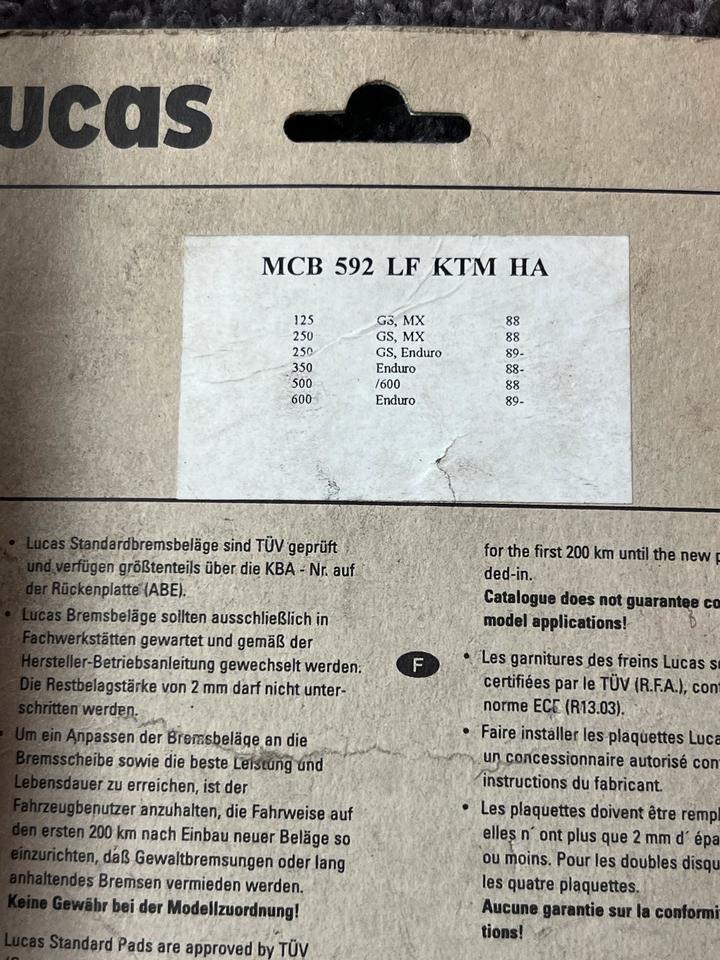 Suzuki DR 600 Bremsbeläge Lucas MCB 592 LF 15€