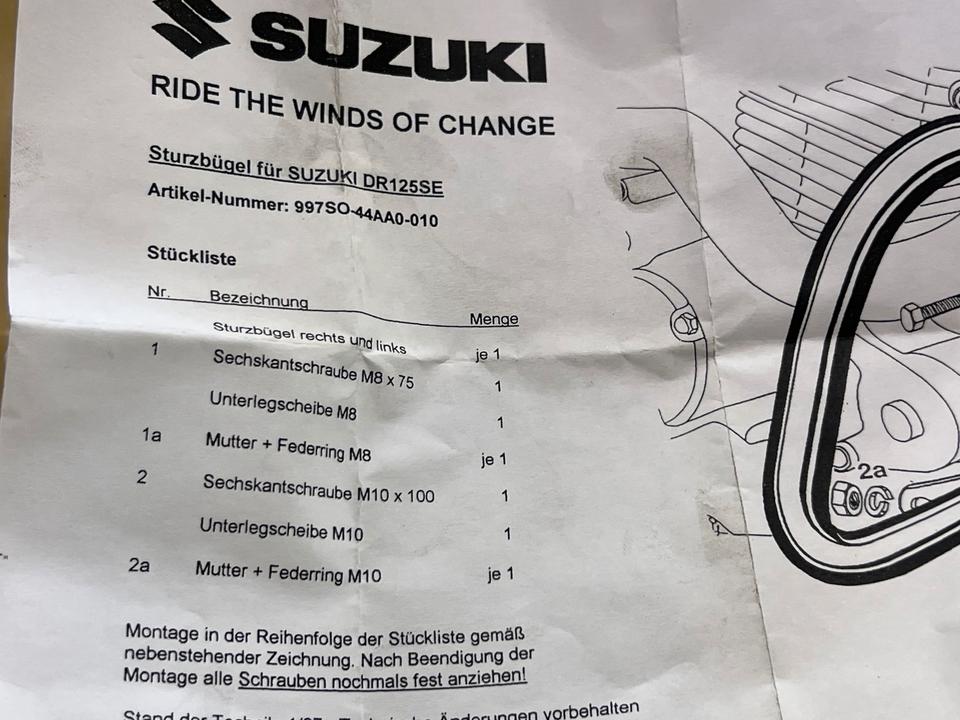 Suzuki DR 125 Sturzbügel neu 997S0-44AA0-010