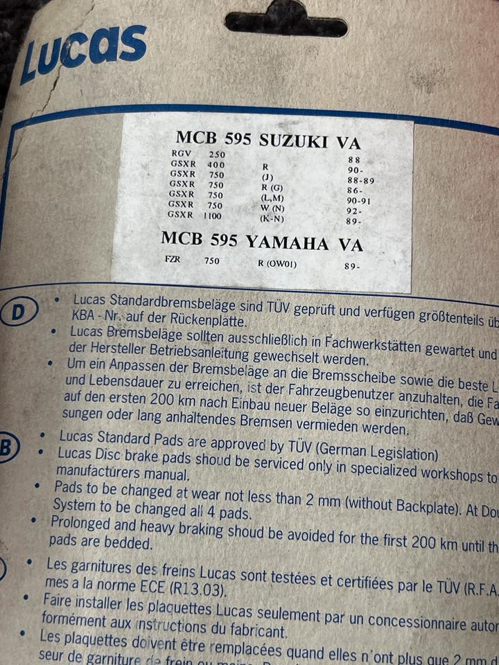 Suzuki gsxr 1100 750 RGV 250 Bremsbeläge Lucas MCB 595