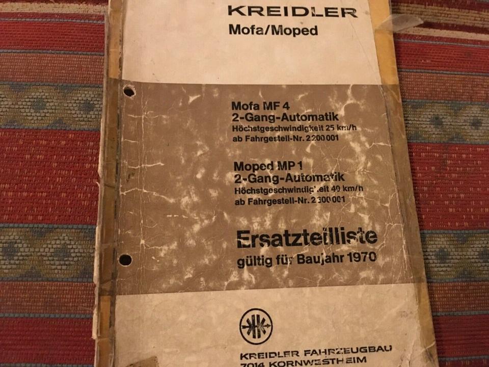 Kreidler Mofa mf4 mp1 Ersatzteile Liste 1970