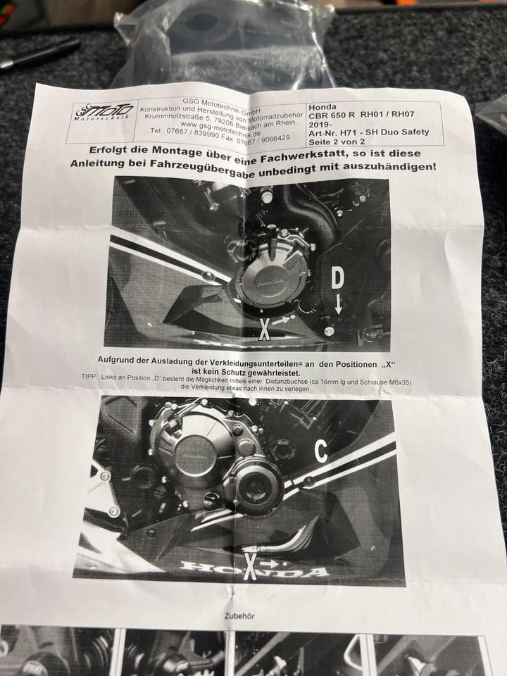 Honda cbr 650 Motor Sturz Bügel gsg Motortechnik neu 90€