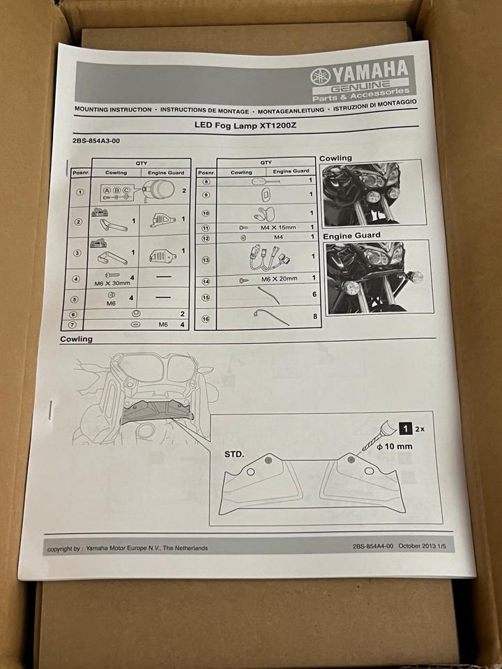 Yamaha XT 1200 Nebelscheinwerfer Kit 2BS-854A3-00 neu