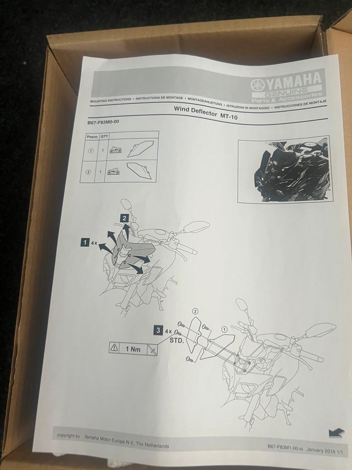 Yamaha MT10 windabweiser B67-F83M0-00-00 neu