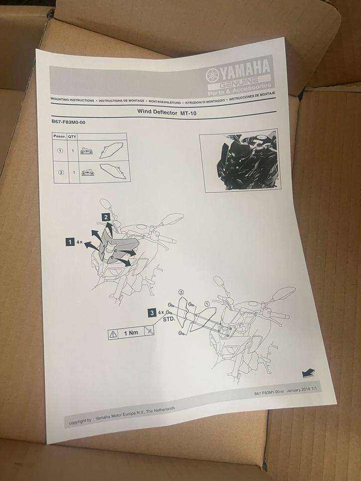 Yamaha MT10 windabweiser B67-F83M0-00-00 neu