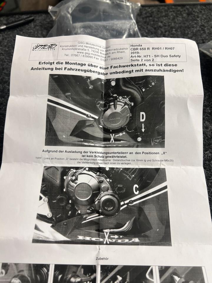 Honda cbr 650 Motor Sturz Bügel gsg Motortechnik neu 90€