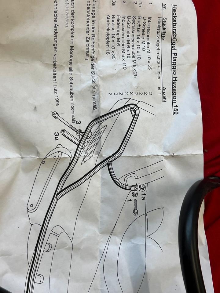 Piaggio Hexagon 125 150 Heck Sturz Bügel neu 40€