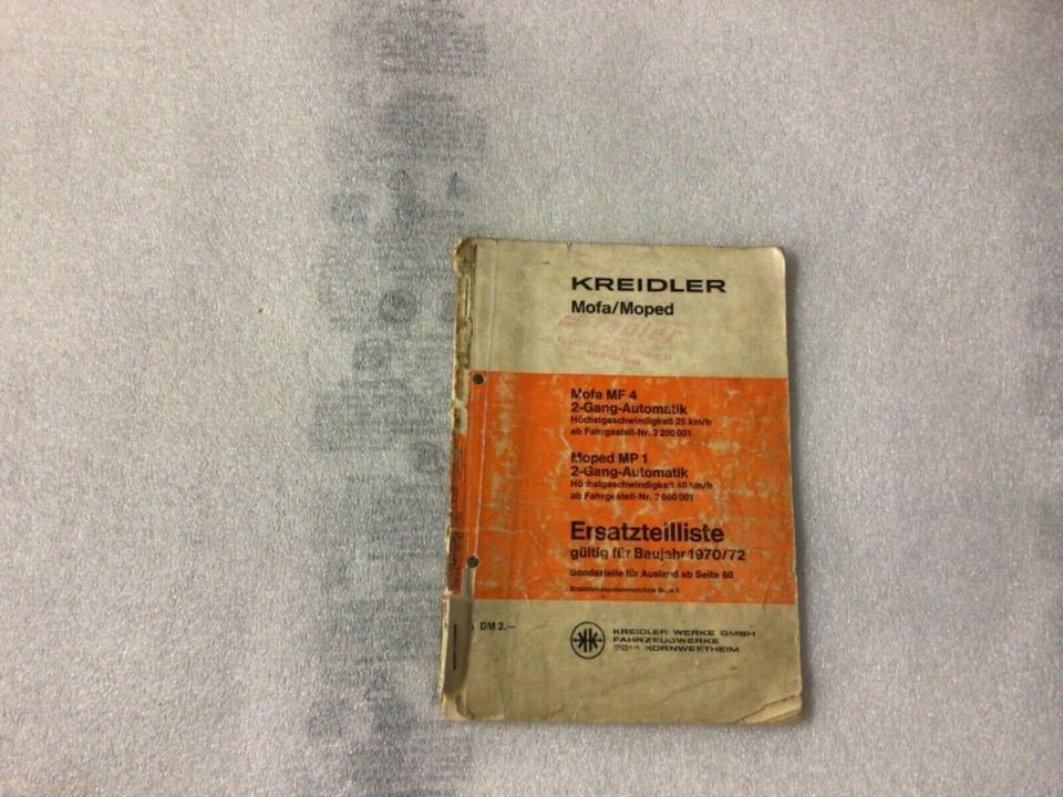 Kreidler Mofa Moped mf4 Ersatzteilliste 1970/72 Original 30€