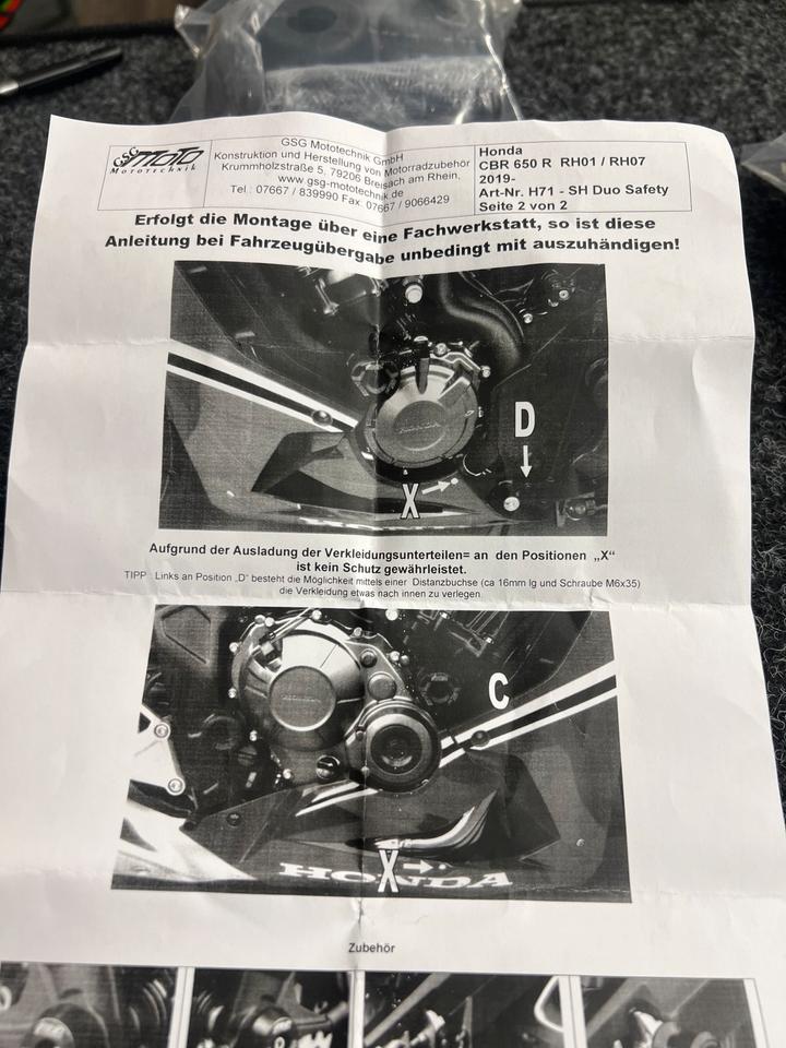 Honda cbr 650 Motor Sturz Bügel gsg Motortechnik neu 90€