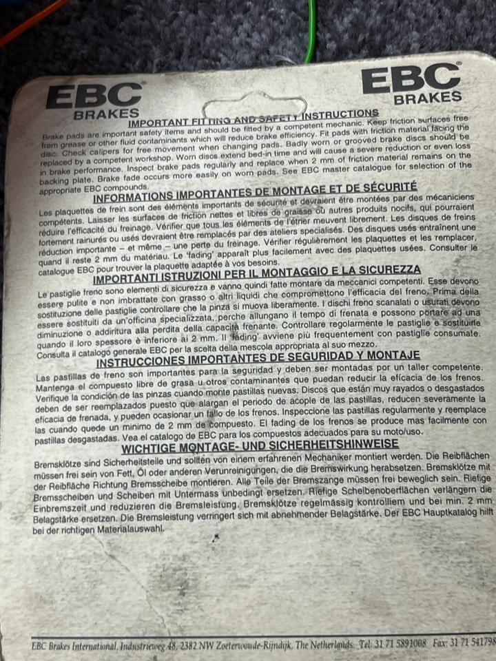 Aprilia RS 125 Bremsbeläge vorne EBC FA 126 neu 15€