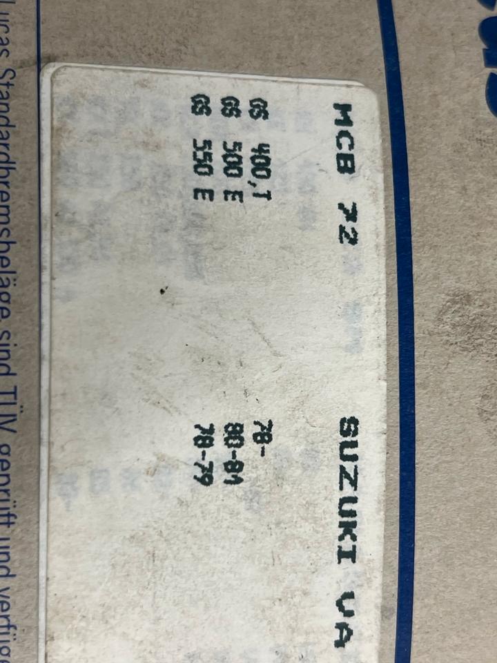 Bremsbeläge Suzuki gs 400 T gs 500 mcb 72