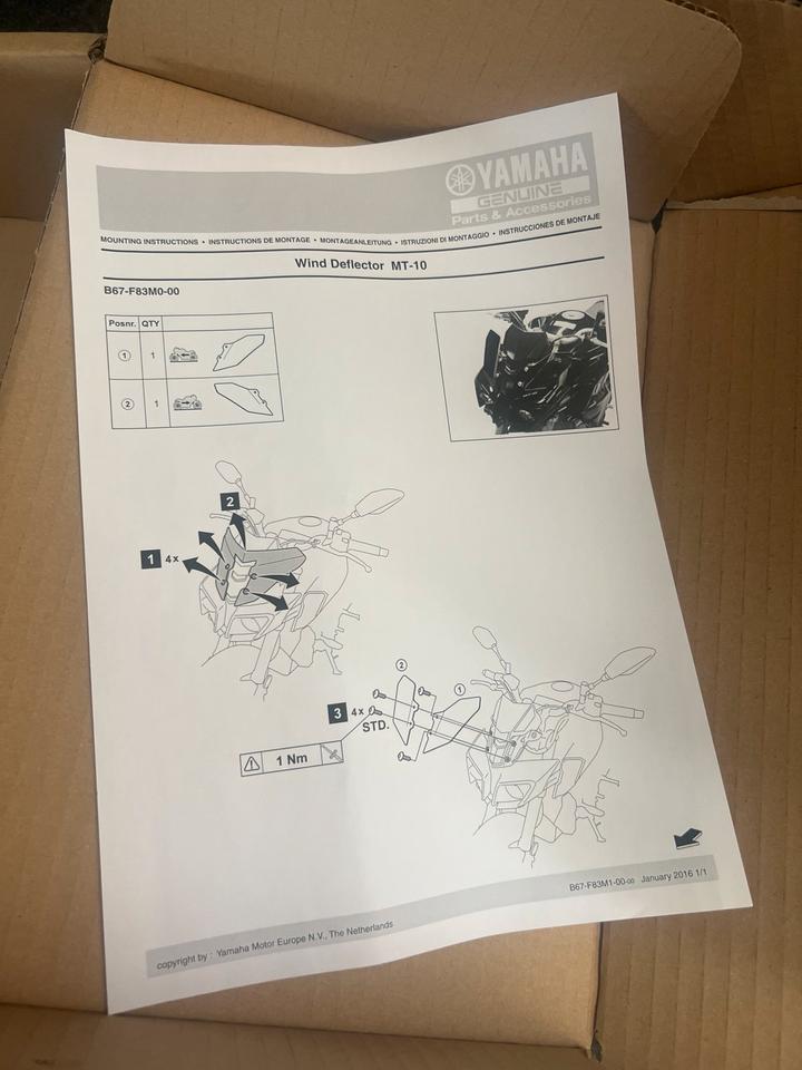 Yamaha MT10 windabweiser B67-F83M0-00-00 neu
