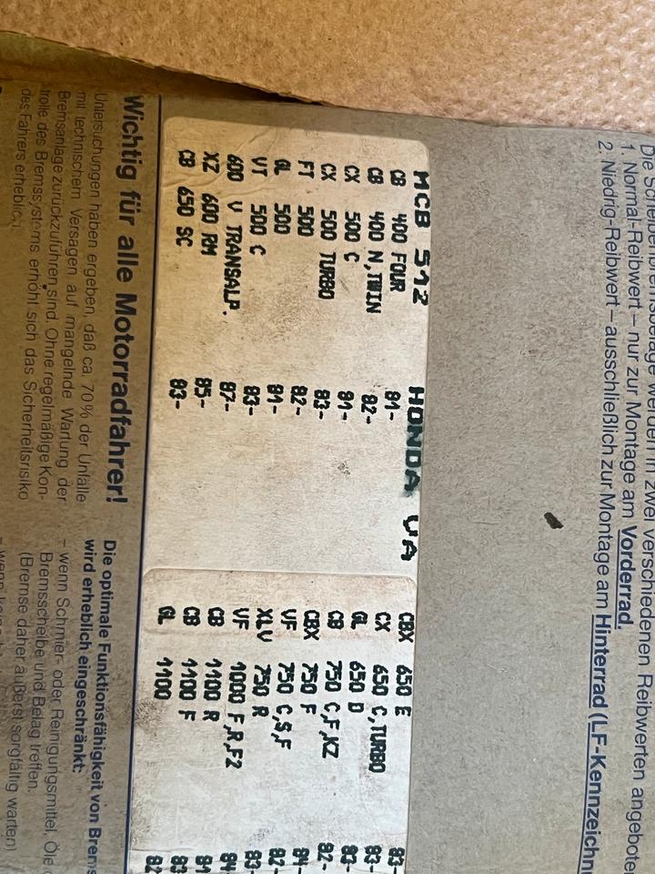 Honda XLV 750 600 Bremsbeläge MCB 512 neu