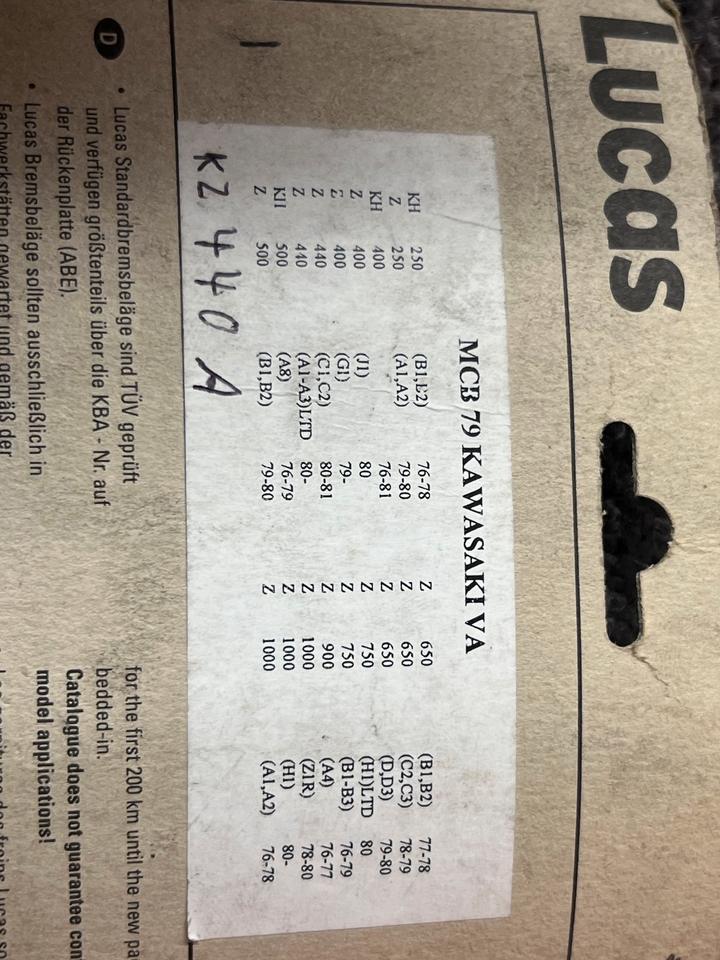 Kawasaki Z 1000 Z 900 Bremsbeläge vorne Lucas MCB 79 15€