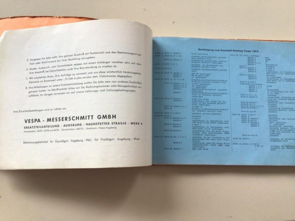 Vespa gs 150 Ersatzteil katalog 90€