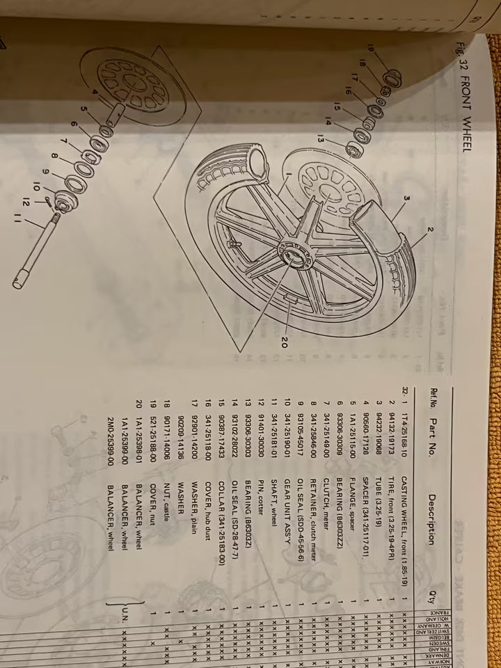 Yamaha XS 750 3G9 – Ersatzteile-Liste Original
