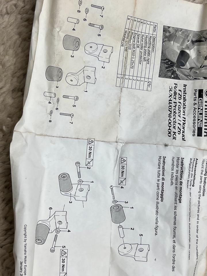 Yamaha FZ6 MOTORSCHUTZBÜGELFZ6 SILVER - 5VXW07413010 neu