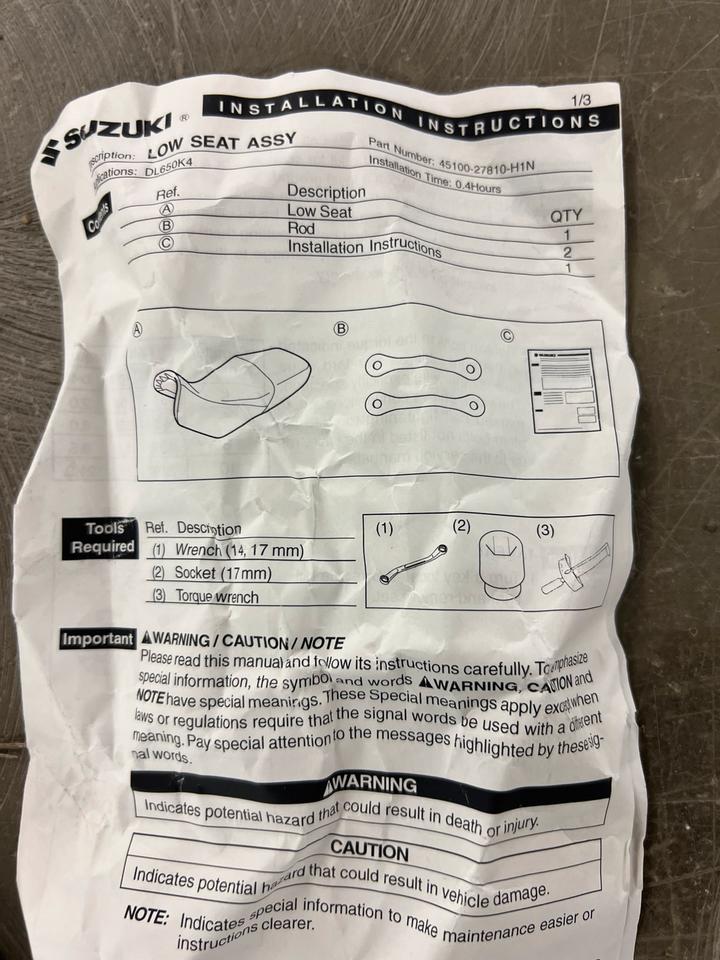 Suzuki DL650 tieferlegungssatz orginal 45100-27810-H1N