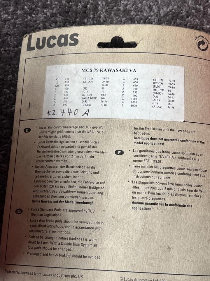Kawasaki Z 1000 Z 900 Bremsbeläge vorne Lucas MCB 79 15€