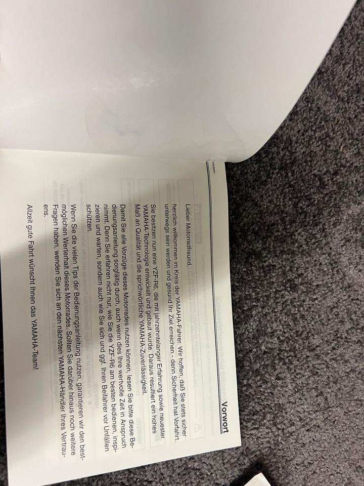 Yamaha R6 Bedienungsanleitung 20€